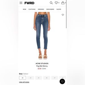 ACNE STUDIOS Ped Mid Skinny Jeans | Size 26